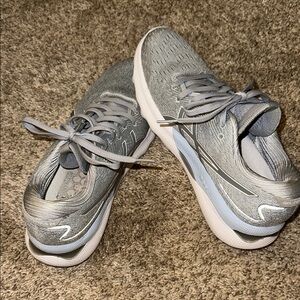 Asics Gray Sneakers with Chunky Midsole and Mesh Upper